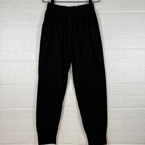 Joggers Women Small Black Elastic Waist Drawstring Sweatpants